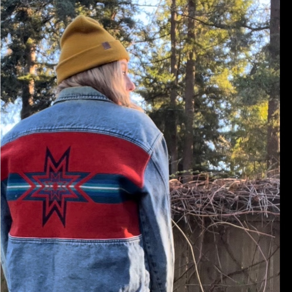 Pendleton Jean Jacket with Red/Blue Star Blanket detail
